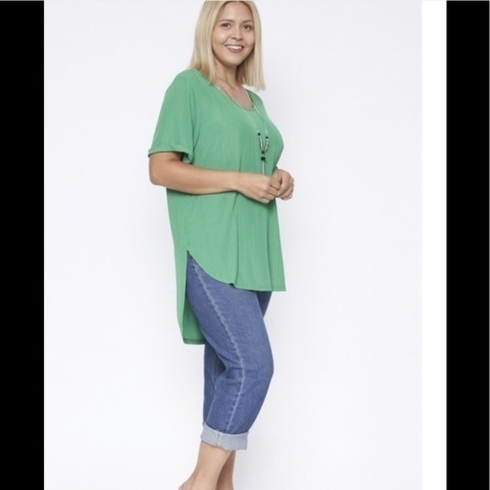Tunic Short Sleeve with Necklace Kelly Green Size 1X